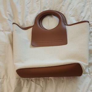Elegant Cream and Brown Tote Bag